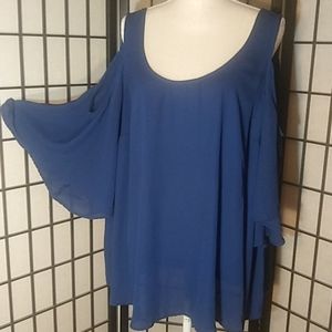Torrid Royal Blue Cold-Shoulder Flutter Sleeve Top